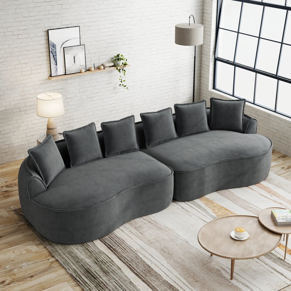 Divano 4 Posti in Tessuto Chenille con Cuscini ¨C MINIMAL ¨C Grigio