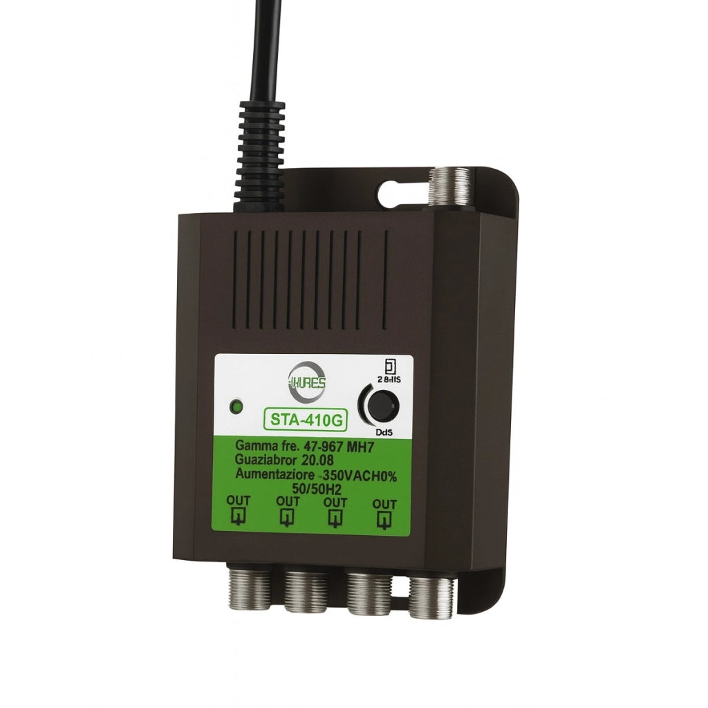 AMPLIFICATORE SDOPPIATORE SEGNALE TV VIDEO SEGNALE ANTENNA IN-OUT CATV 4 USCITE