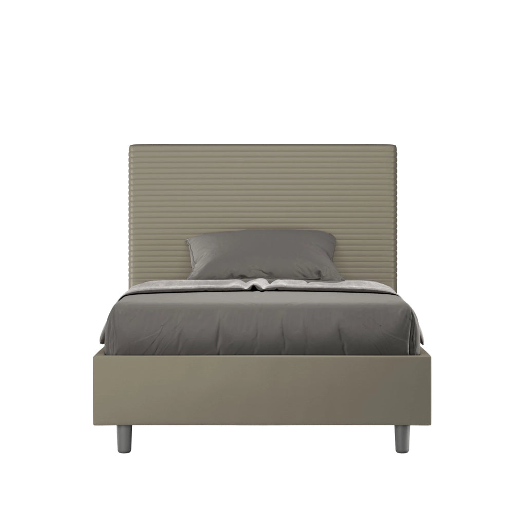 BS COM Letto una piazza e mezza senza rete imbottito 120x200 similpelle cappuccino