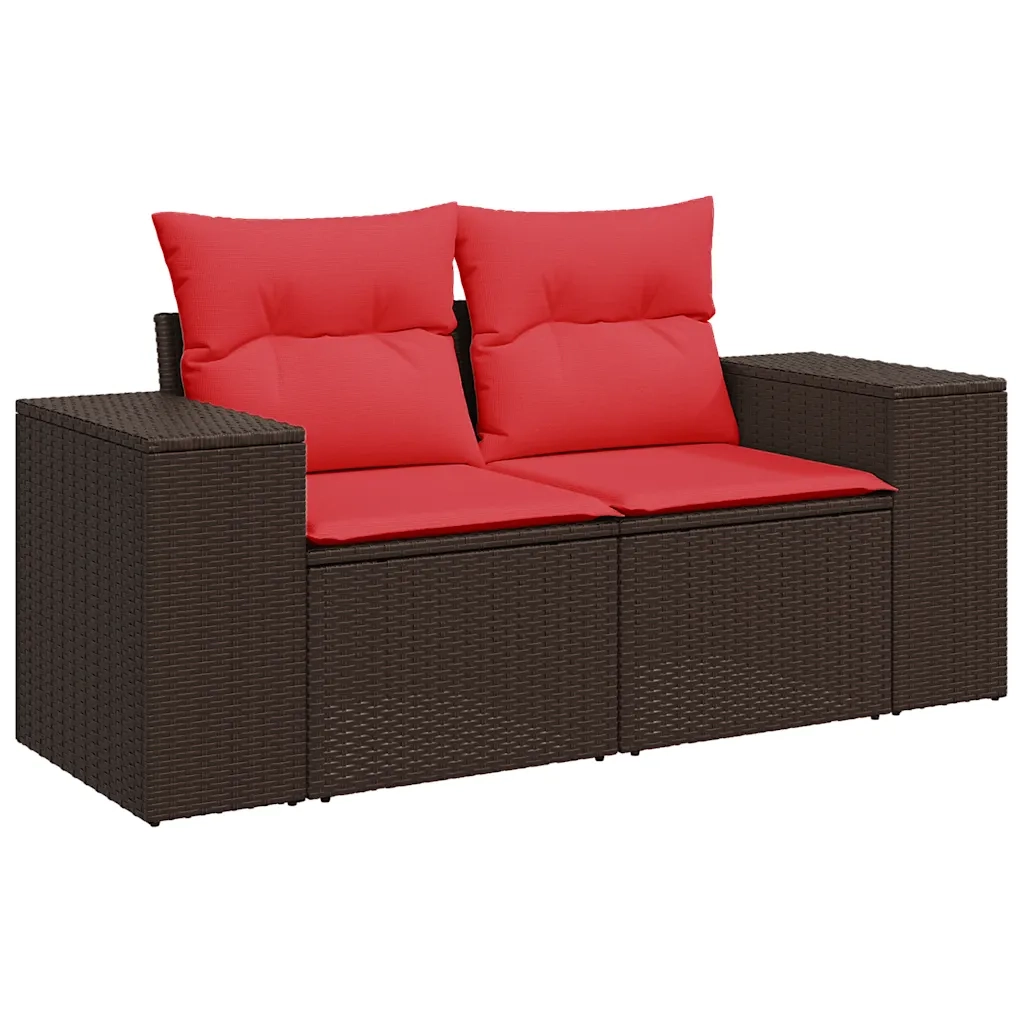 Set Divani da Giardino 10 pz con Cuscini Marrone in Polyrattan 3269374