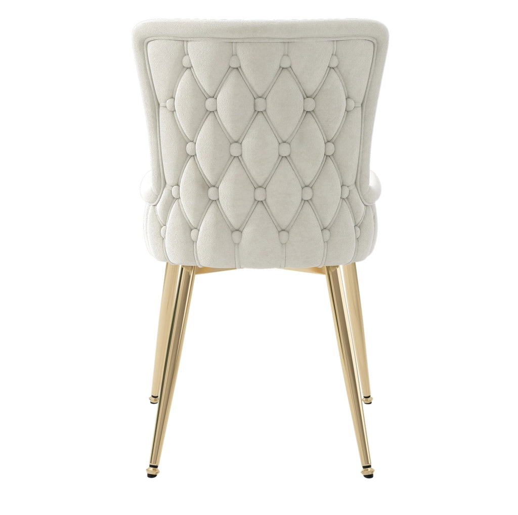 SEDIA da pranzo in velluto beige Set da 4 pezzi con gambe in metallo