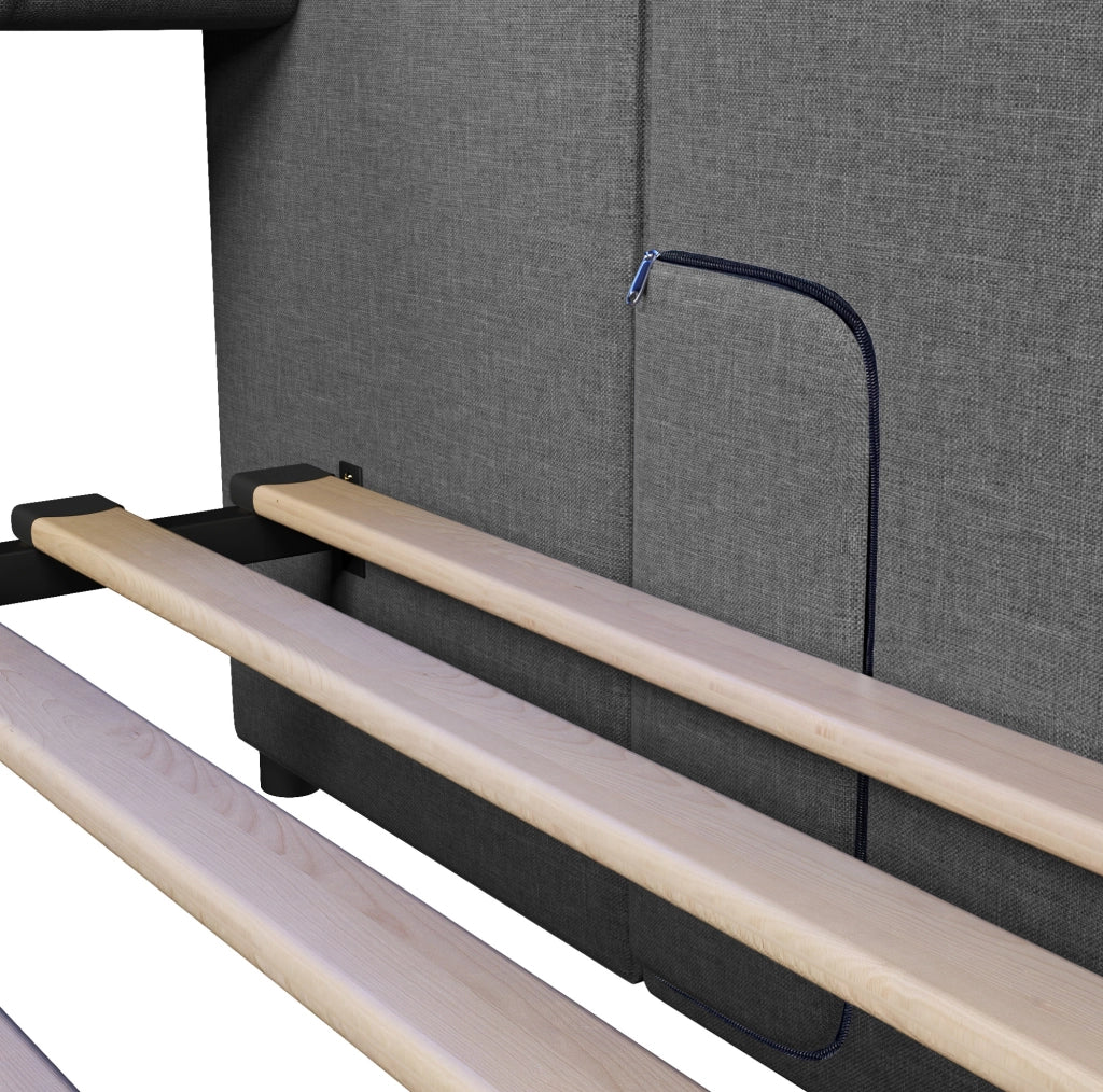 Divano letto 90x200 cm con USB, Type-C, LED e 2 cassetti grigio