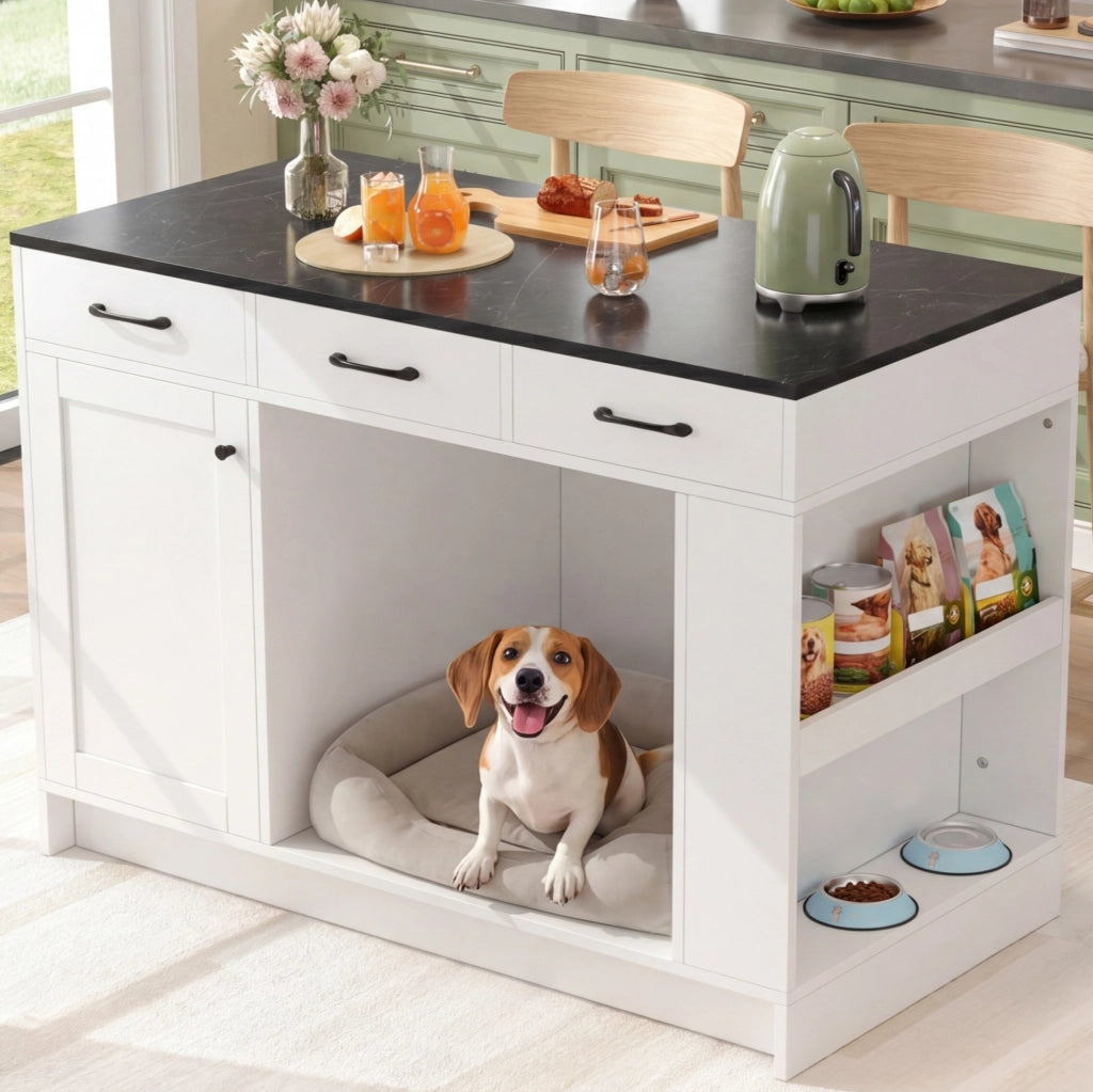 Carrello da cucina con area pet e 3 cassetti