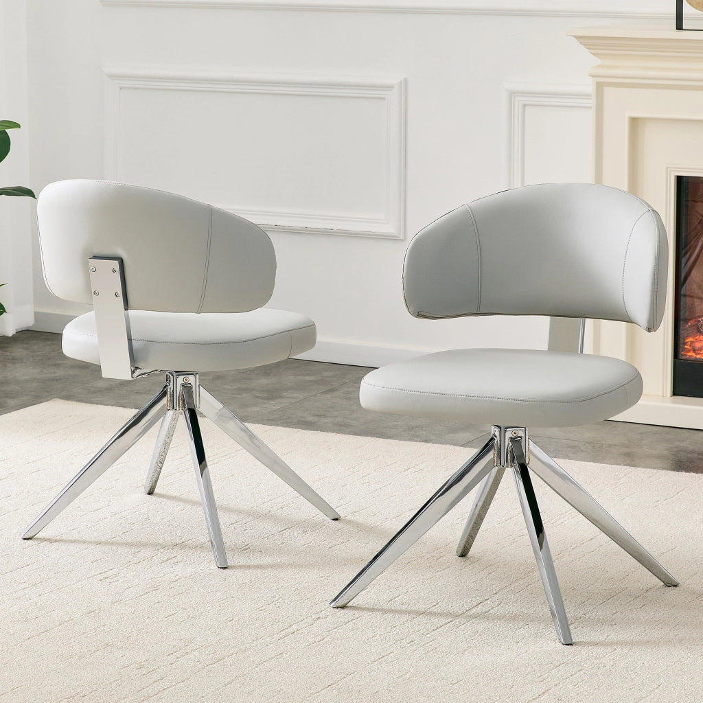 Sedia girevole 360° con schienale confortevole e base in metallo - grigio chiaro