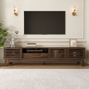Mobile TV da 170 cm con frontali scanalati e 3 ante, MDF, noce