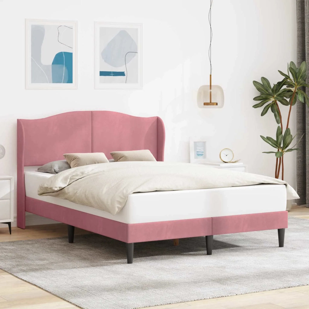 Letto matrimoniale | Letto per adulti | Struttura del letto con testiera Rosa 140 x 200 cm Velluto