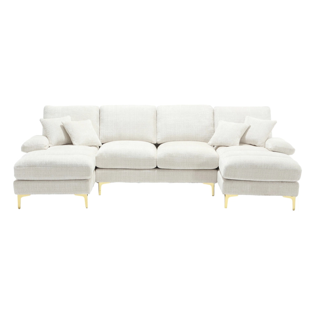 Divano U Angolare Chenille 3 Posti ¨C MINIMAL ¨C Grigio, Tessuto