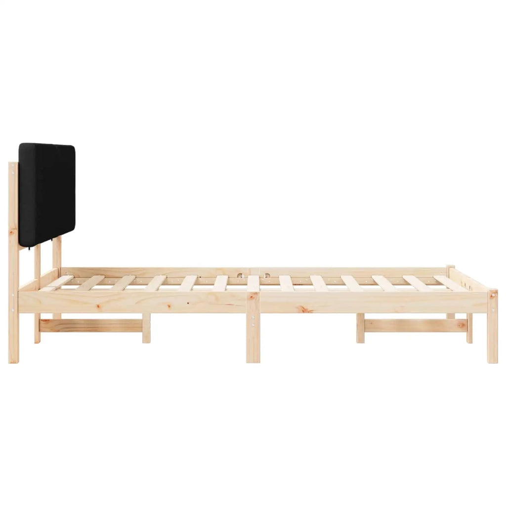 Letto con Testiera Rivestita-Struttura Letto con Testiera Nero 120 x 190 cm Pino massello 827313