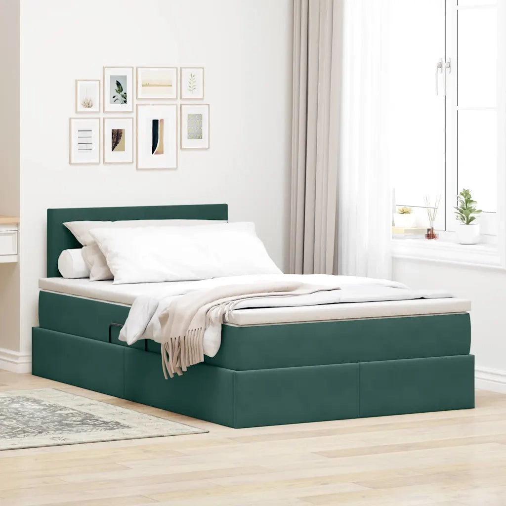 Letto con contenitore LED e materasso Verde Scuro 120 x 190 cm 3371322