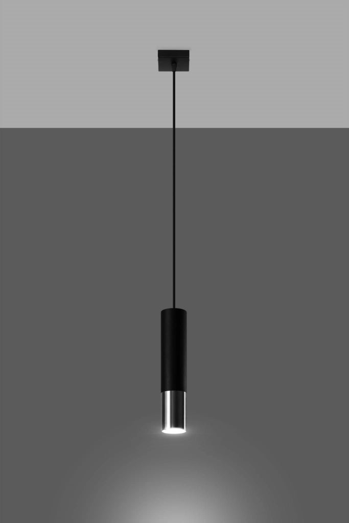 Lampada a sospensione LOOPEZ Sollux nera/cromo 1xGU10