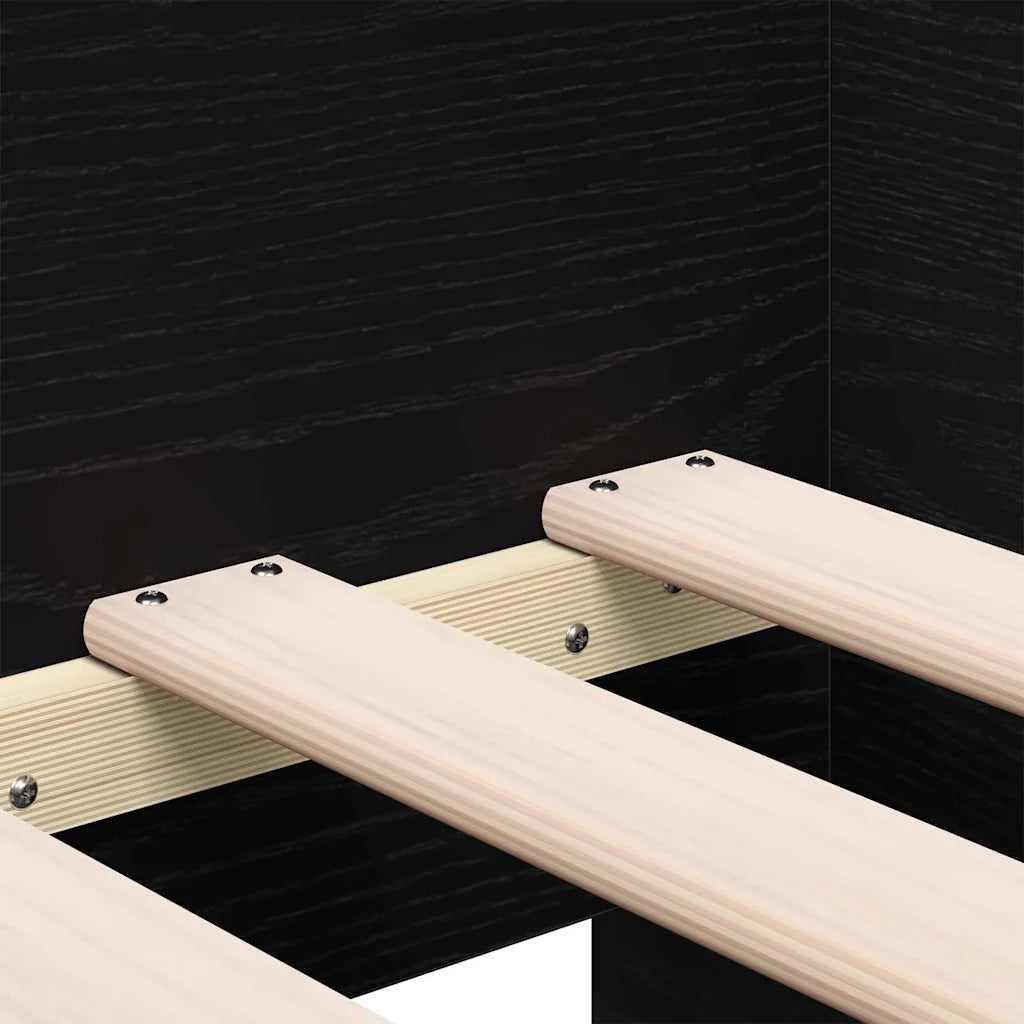 Letto singolo | Letto per adulti | Daybed con testiera Rovere Nero 90 x 200 cm Legno multistrato