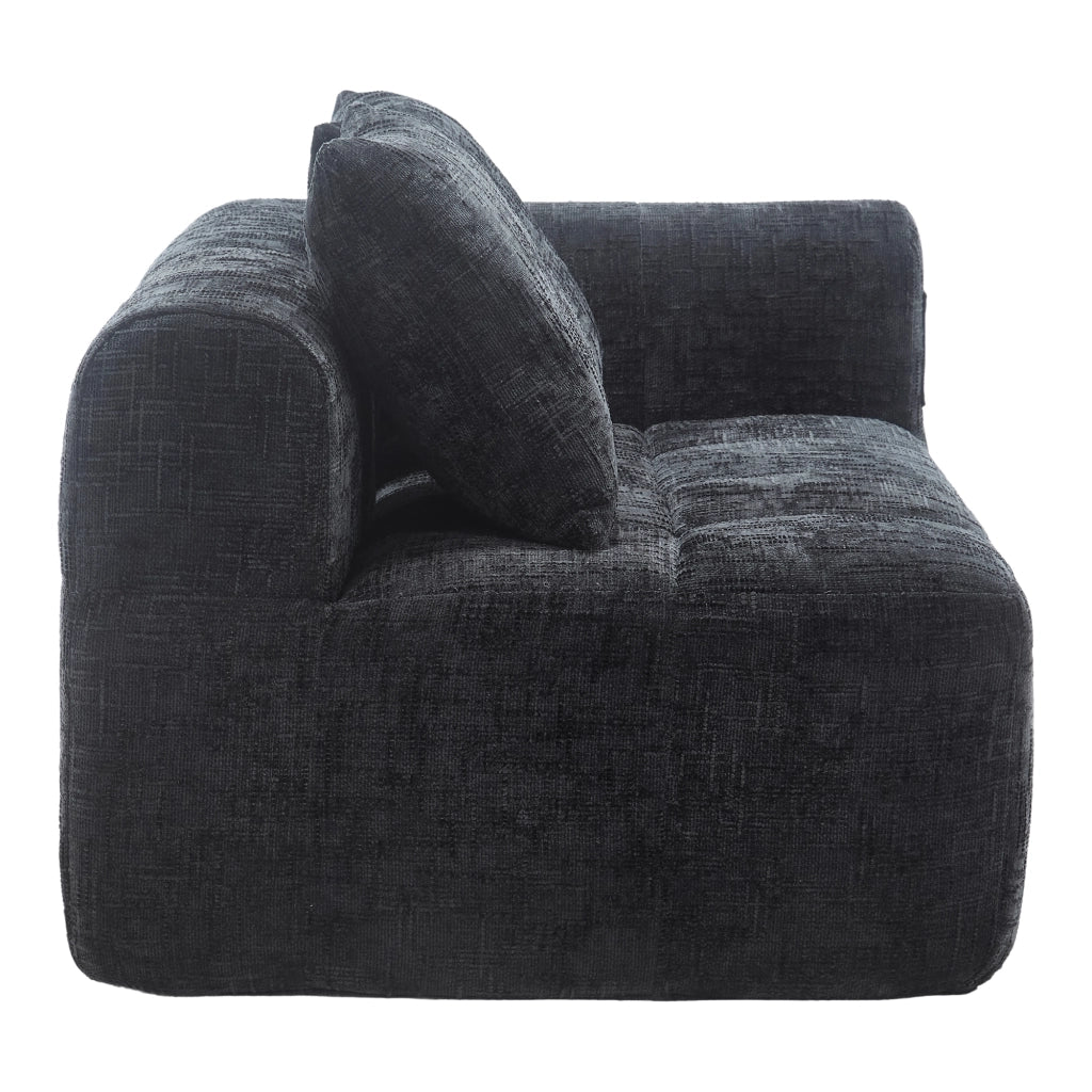 Divano 2 Posti con Tasche laterali e Cuscino, Seduta Ergonomica, in Ciniglia, Nero
