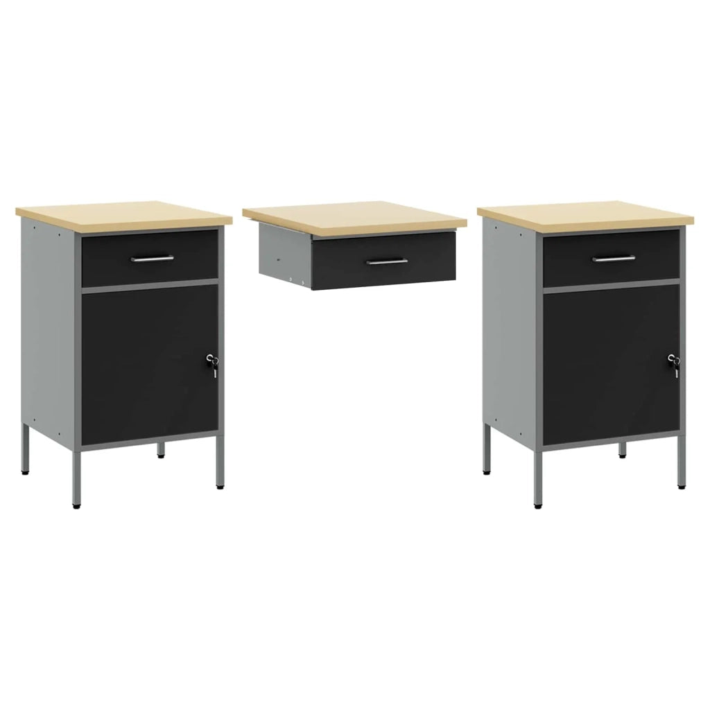 Set di mobili da lavoro con cassetto con lo scaffale 8 pcs Nero 3321456