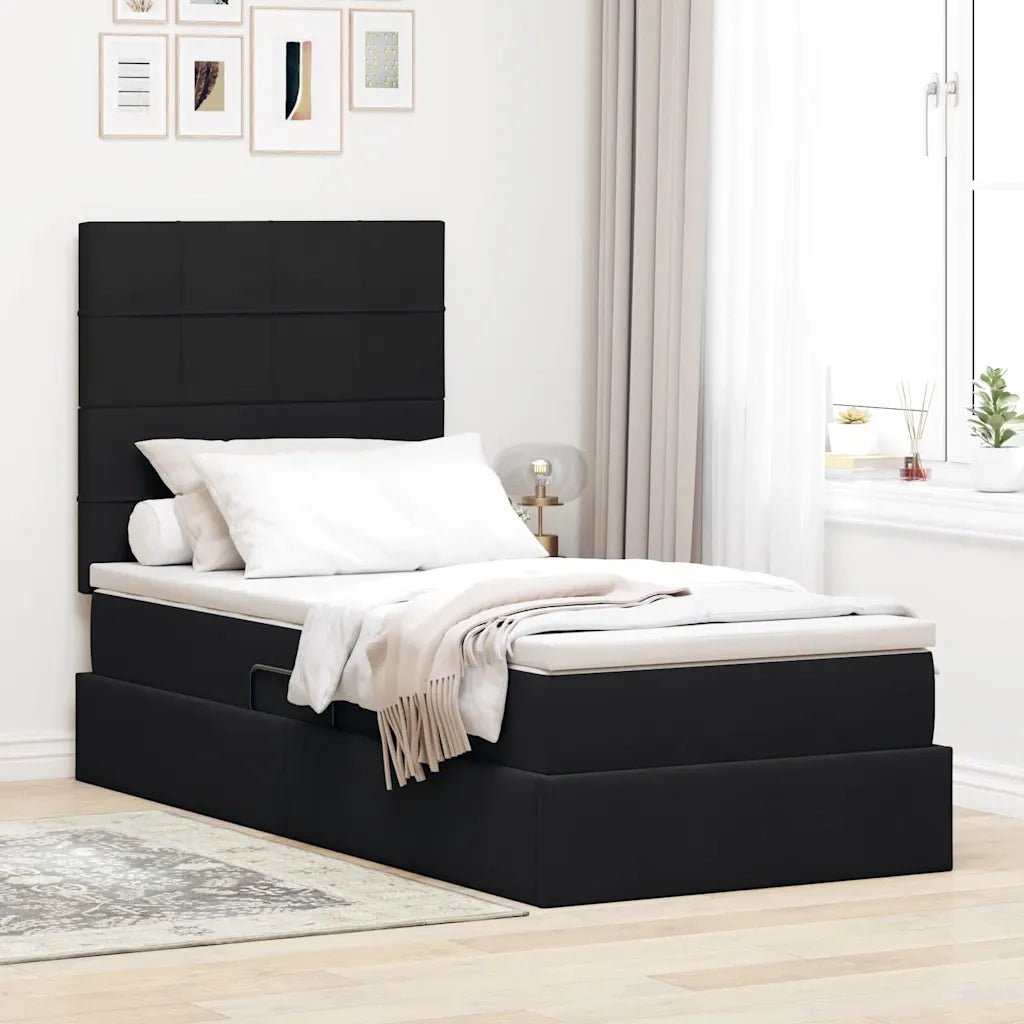 Letto con contenitore e LED con led Nero 90 x 200 cm Velluto