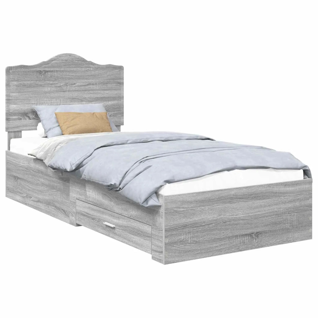 Letto singolo | Letto per adulti | Struttura del letto Grigio Sonoma 90 x 190 cm Legno multistrato