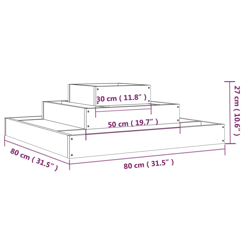 Fioriera rialzata per piante fiori terrazza giardino 80 x 80 x 27 cm legno massello di pino bianco 02_0037899