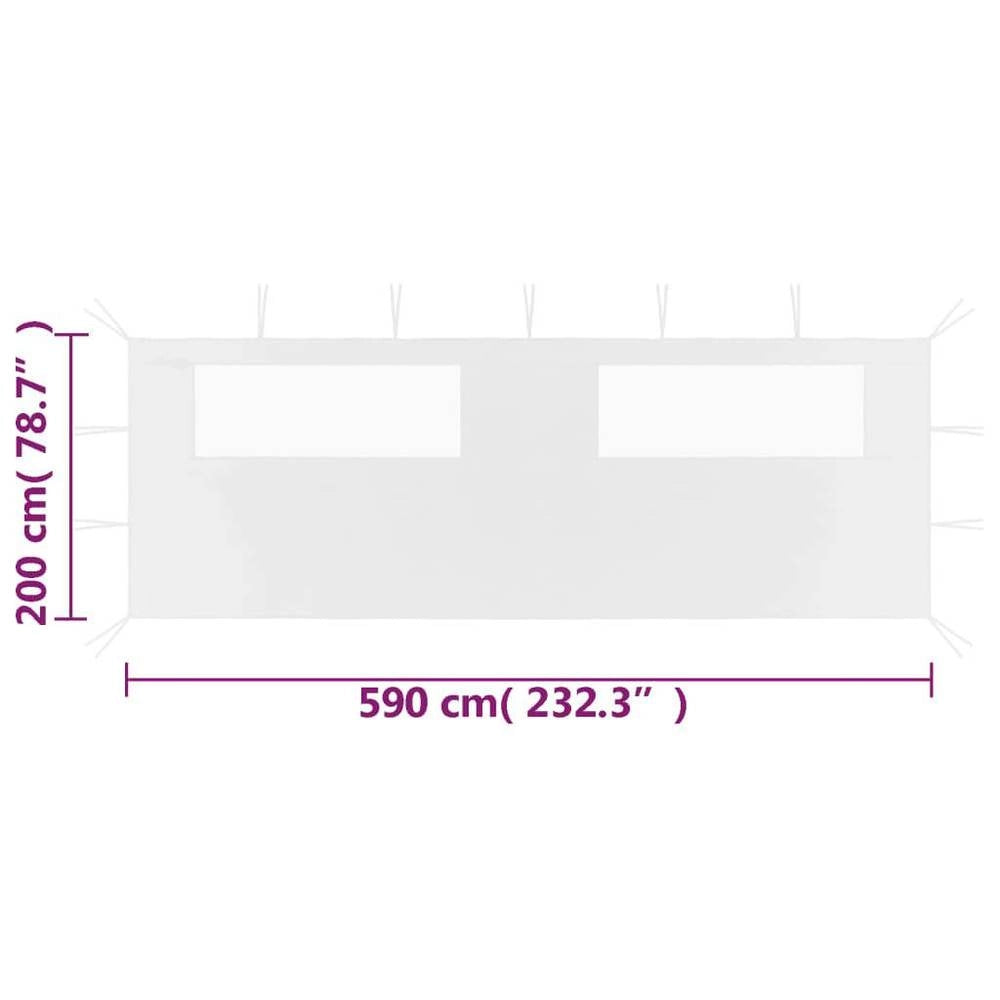 Pavilion Side Wall With Windows 6x2 M White