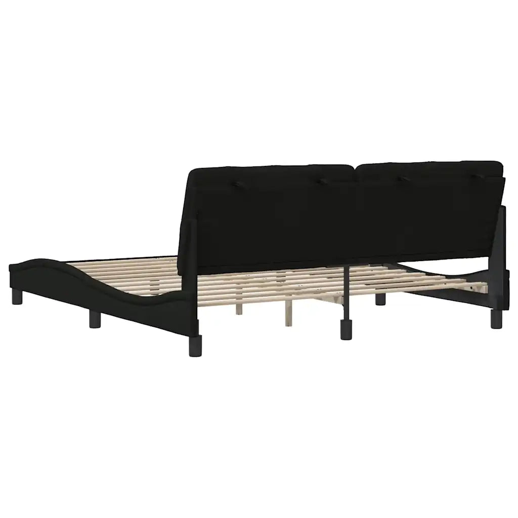 Letto matrimoniale | Letto per adulti | Giroletto senza Materasso Nero 180x200 cm in Tessuto