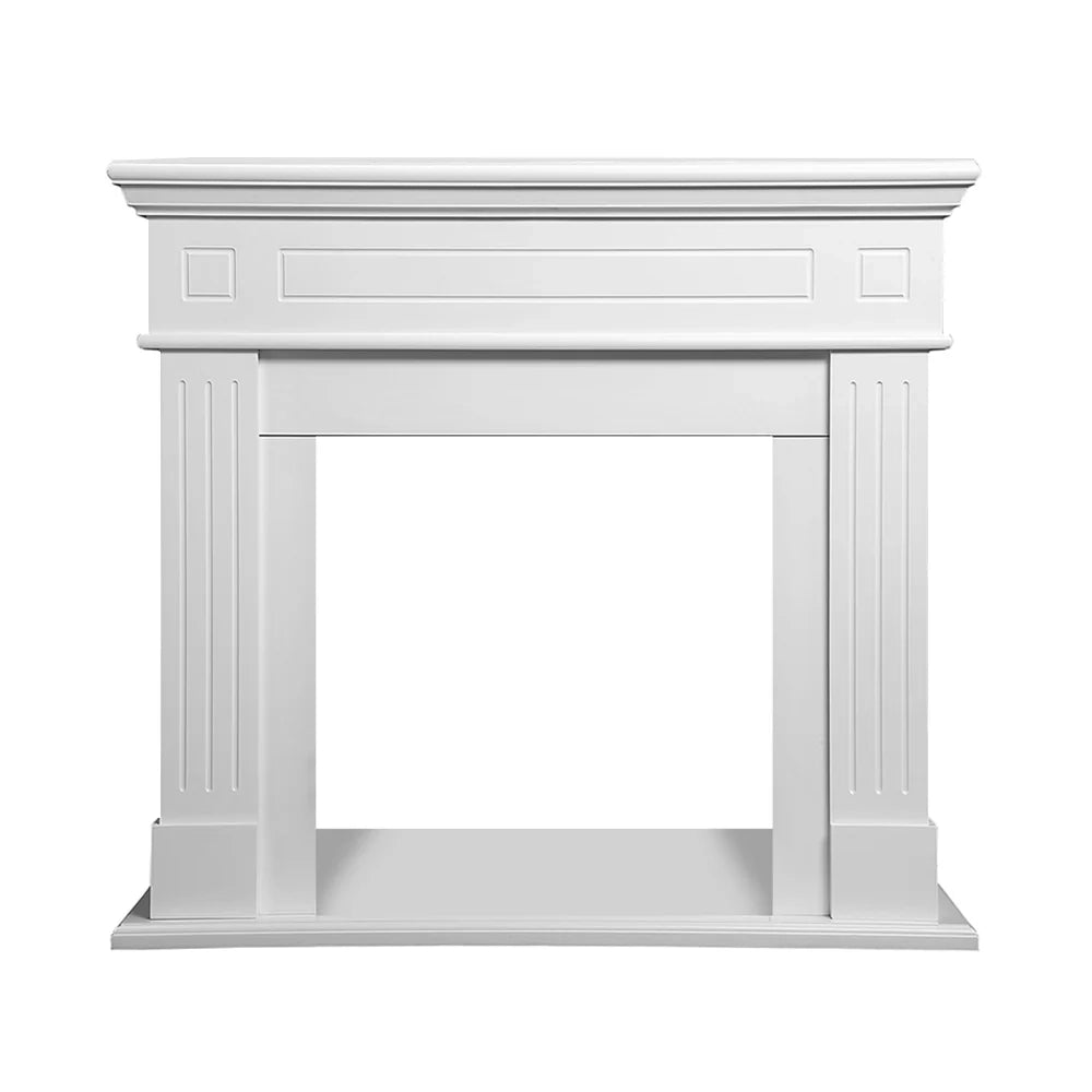 Cambridge - Cornice per Camino 110x100x36 cm Rivestimento Decorativo in Legno MDF Bianco