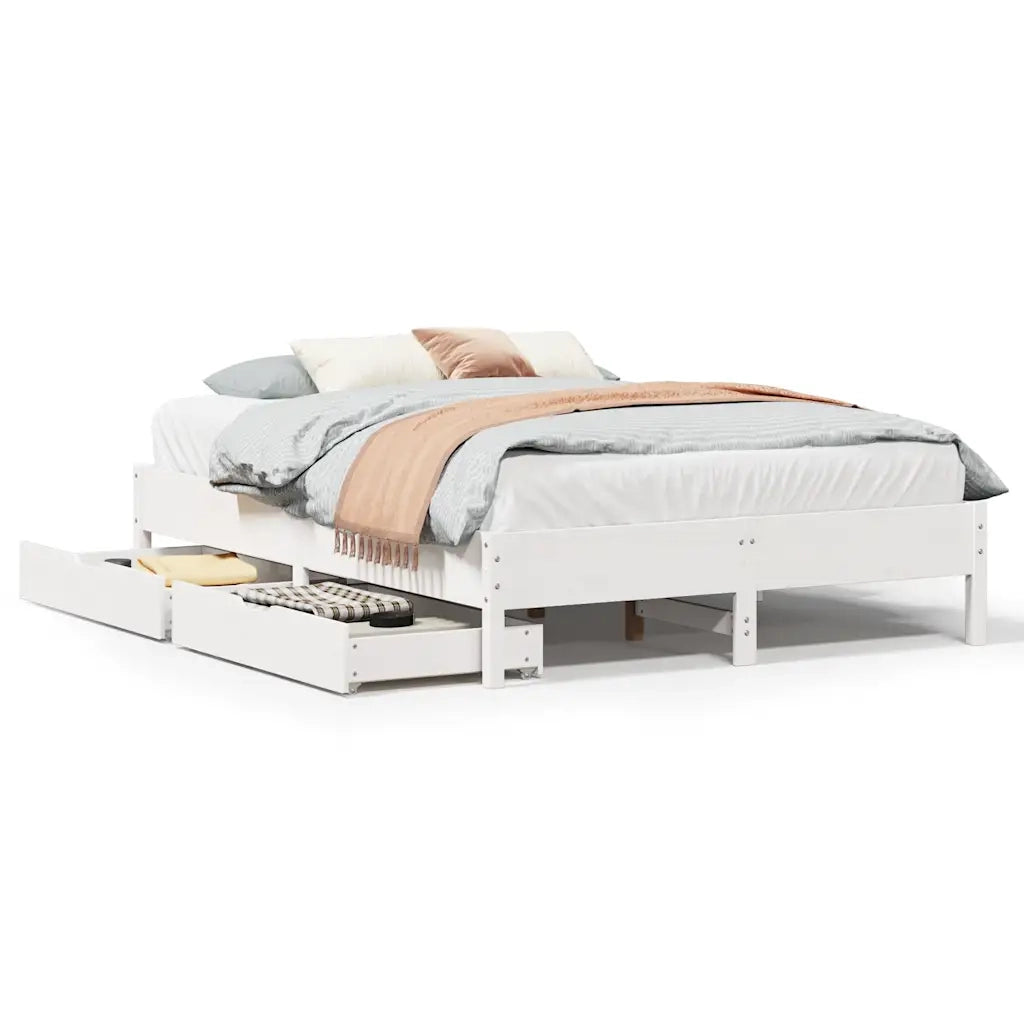 Letto senza Materasso-Struttura Letto Bianco 150x200 cm Legno Massello di Pino 270740