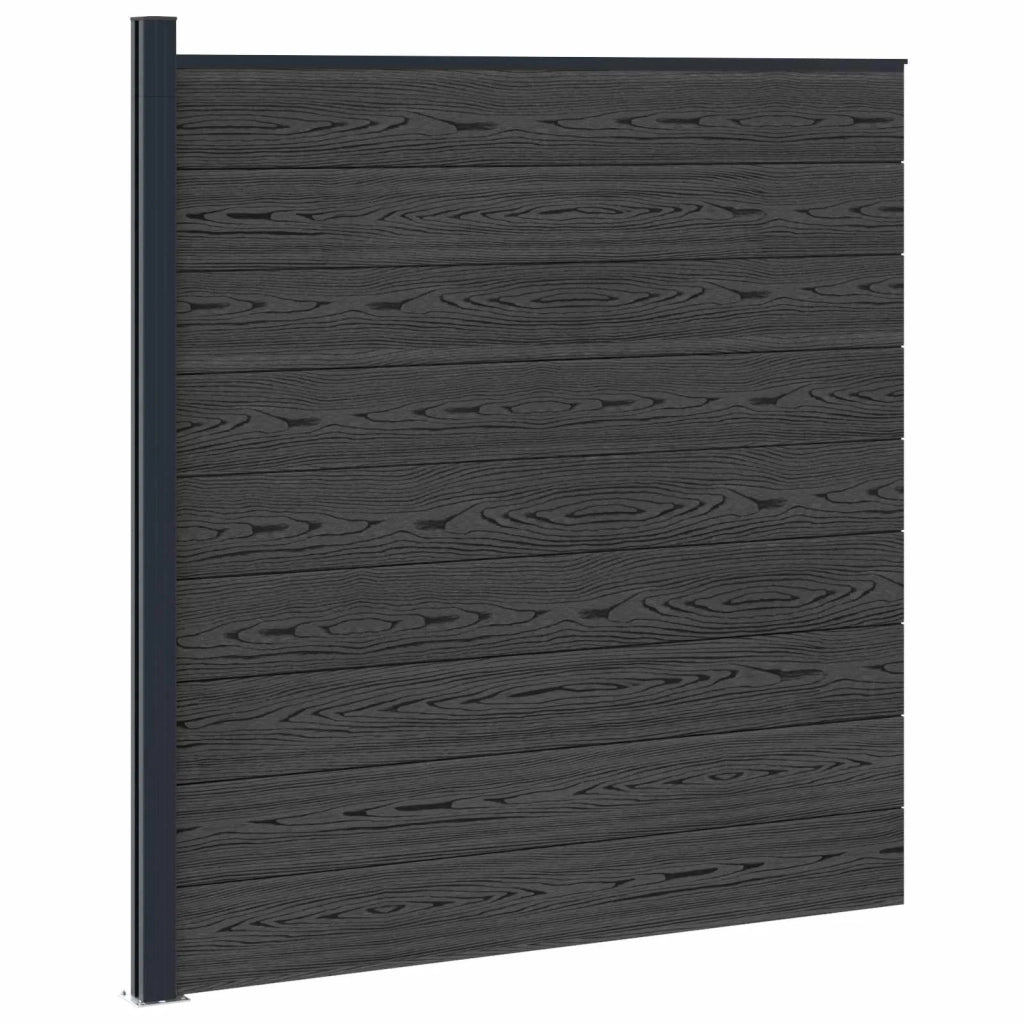 Set di Recinzione 175 x 186 cm WPC e Alluminio Nero 42039060