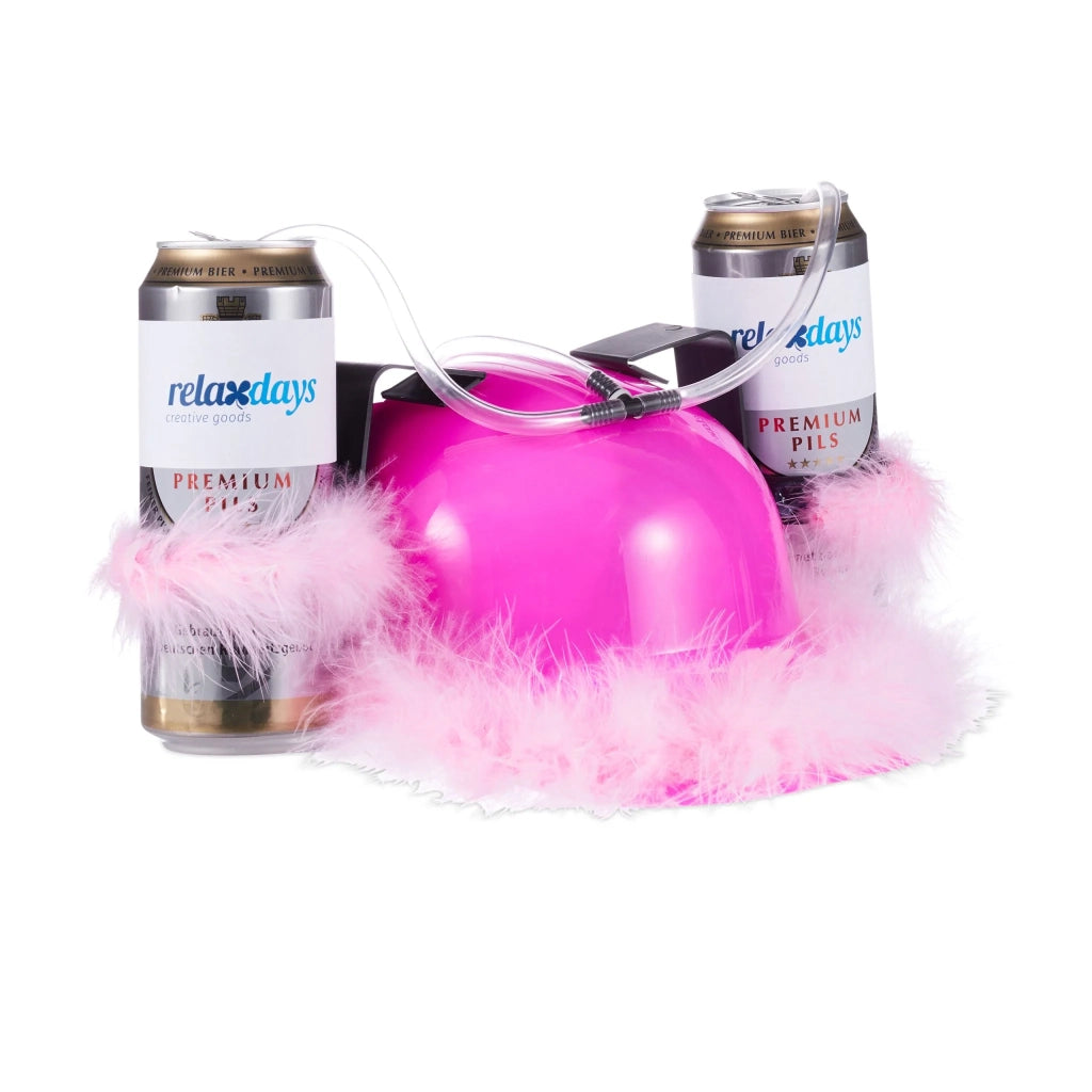Elmetto porta bevande con 2 portabevande festa 13 x 32 x 28 cm in plastica fucsia 13_0003943