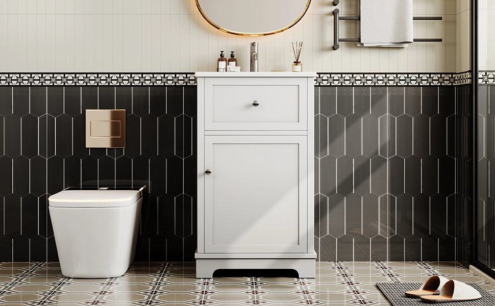 Mobile bagno bianco in MDF con lavabo integrato in ceramica