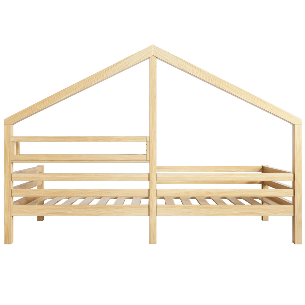 Letto per bambini 90 × 200 cm con barriera; mensola e senza materasso; in pino; stile scandinavo; finitura naturale