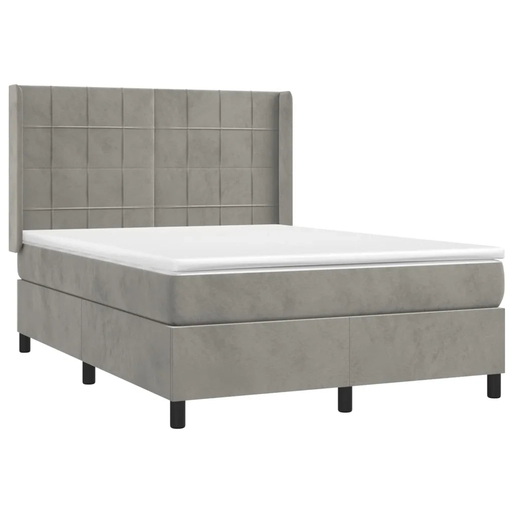 Letto a Molle Materasso e LED Grigio Chiaro 140x190 cm Velluto 3139559