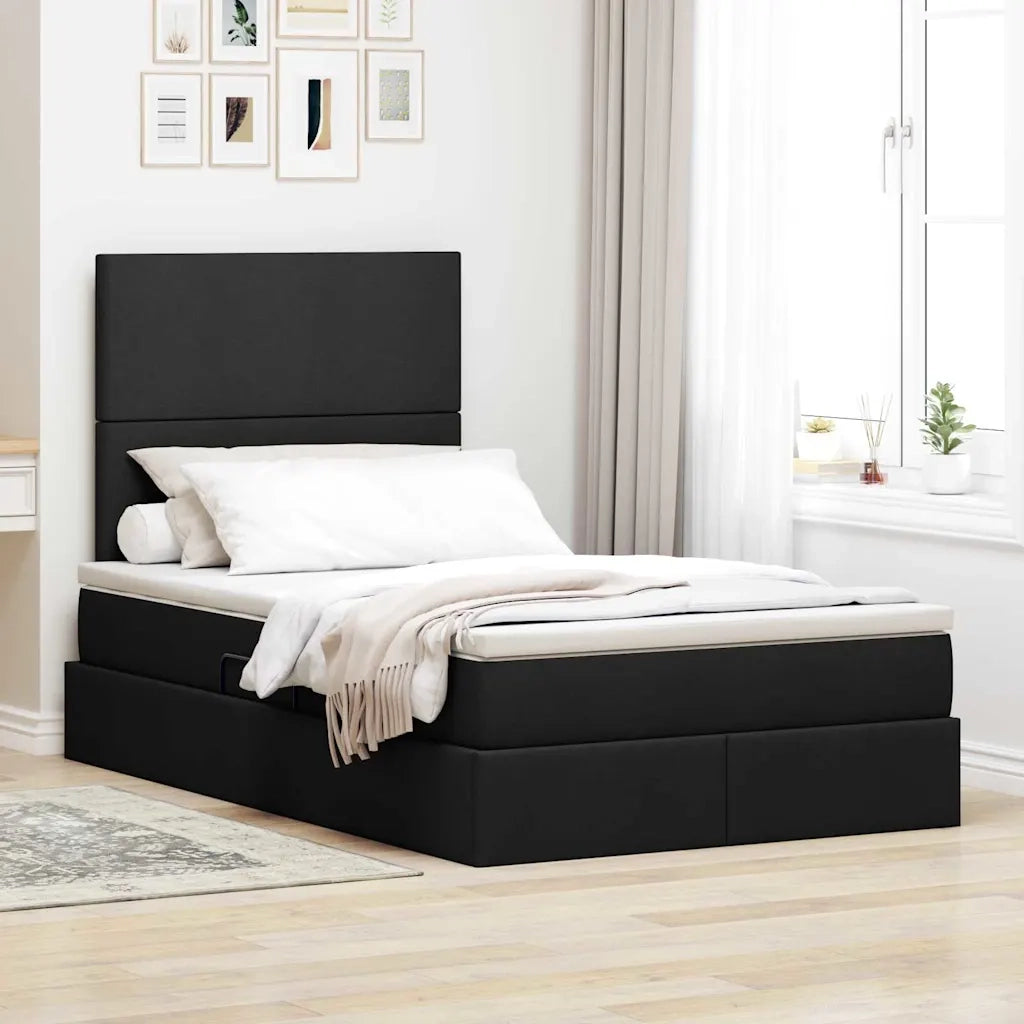 Letto con contenitore e LED Nero 120 x 200 cm Poliestere