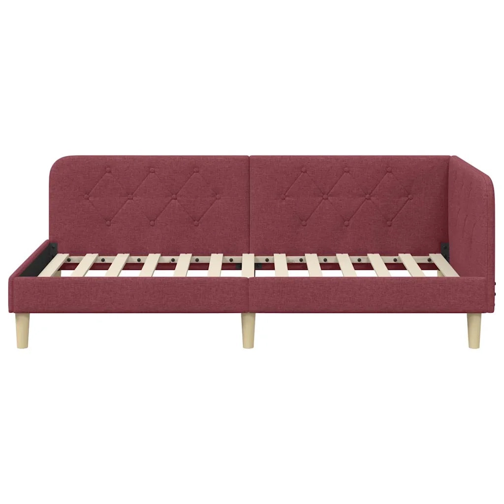 Cornice del letto ad angolo Rosso Vino 100 x 200 cm Tessuto