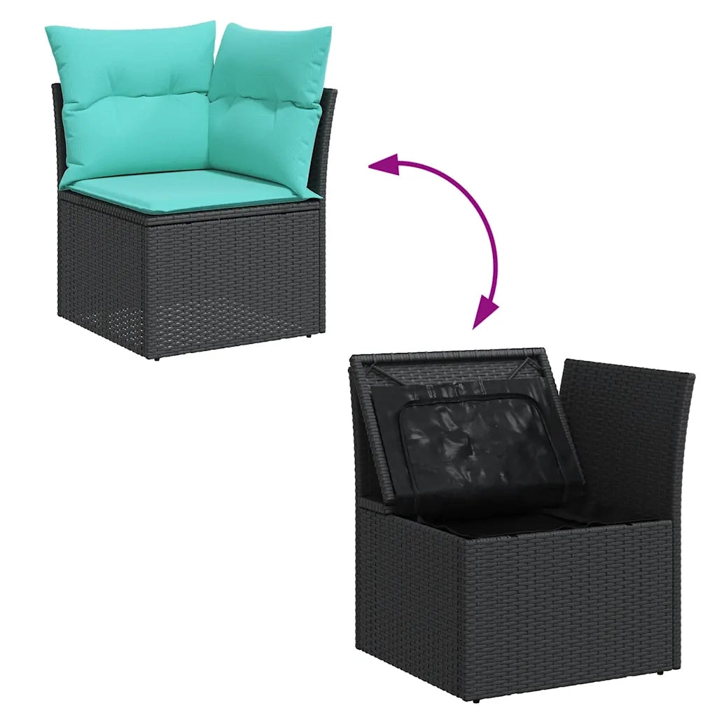 Set Divani da Giardino 11 pz con Cuscini in Polyrattan Nero 3256043
