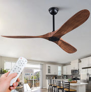 Ventilatore da soffitto 60 pollici senza luce con telecomando nero e noce