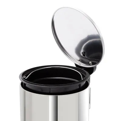 Pattumiera bagno in acciaio cromato con pedale e coperchio slim 3 lt