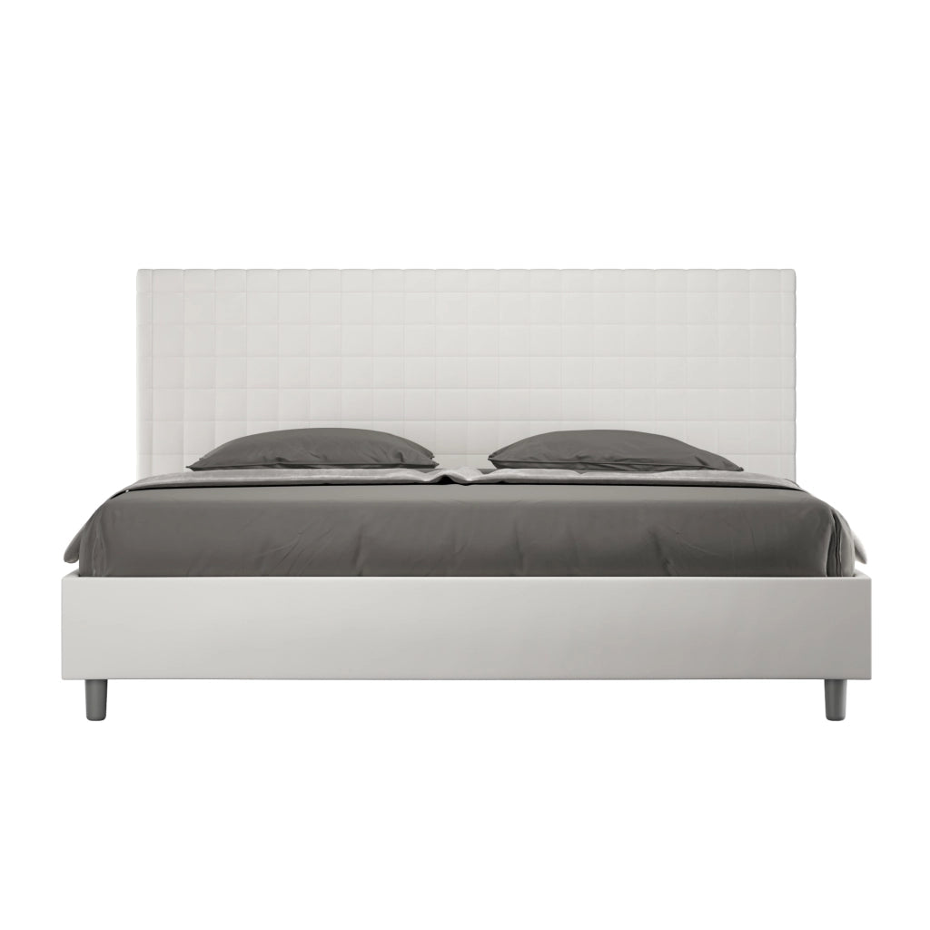 BS COM Letto senza rete imbottito 180x190 similpelle bianco