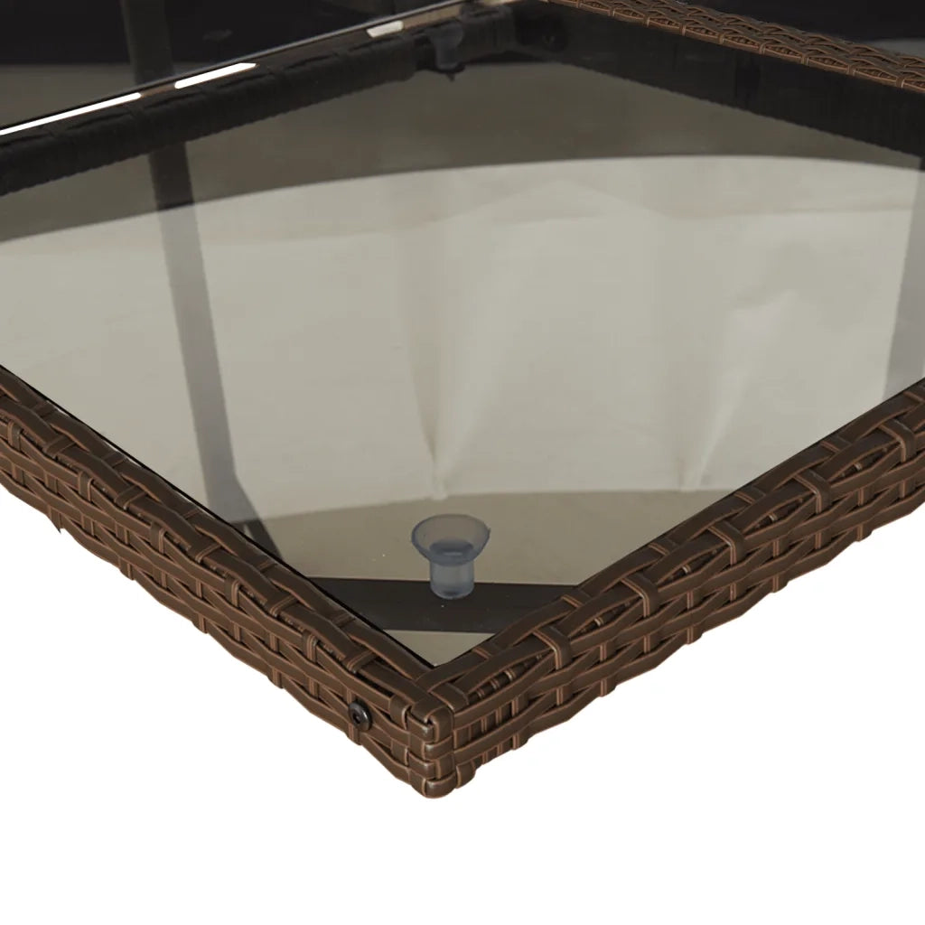 Set da Pranzo da Giardino 5pz | Set Salotto da Giardino con Cuscini in Polyrattan Marrone