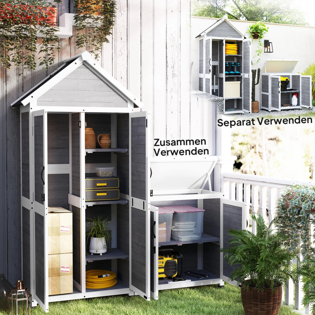 Capanno da Giardino con Armadio ¨C Minimal ¨C Legno di Abete Grigio Chiaro
