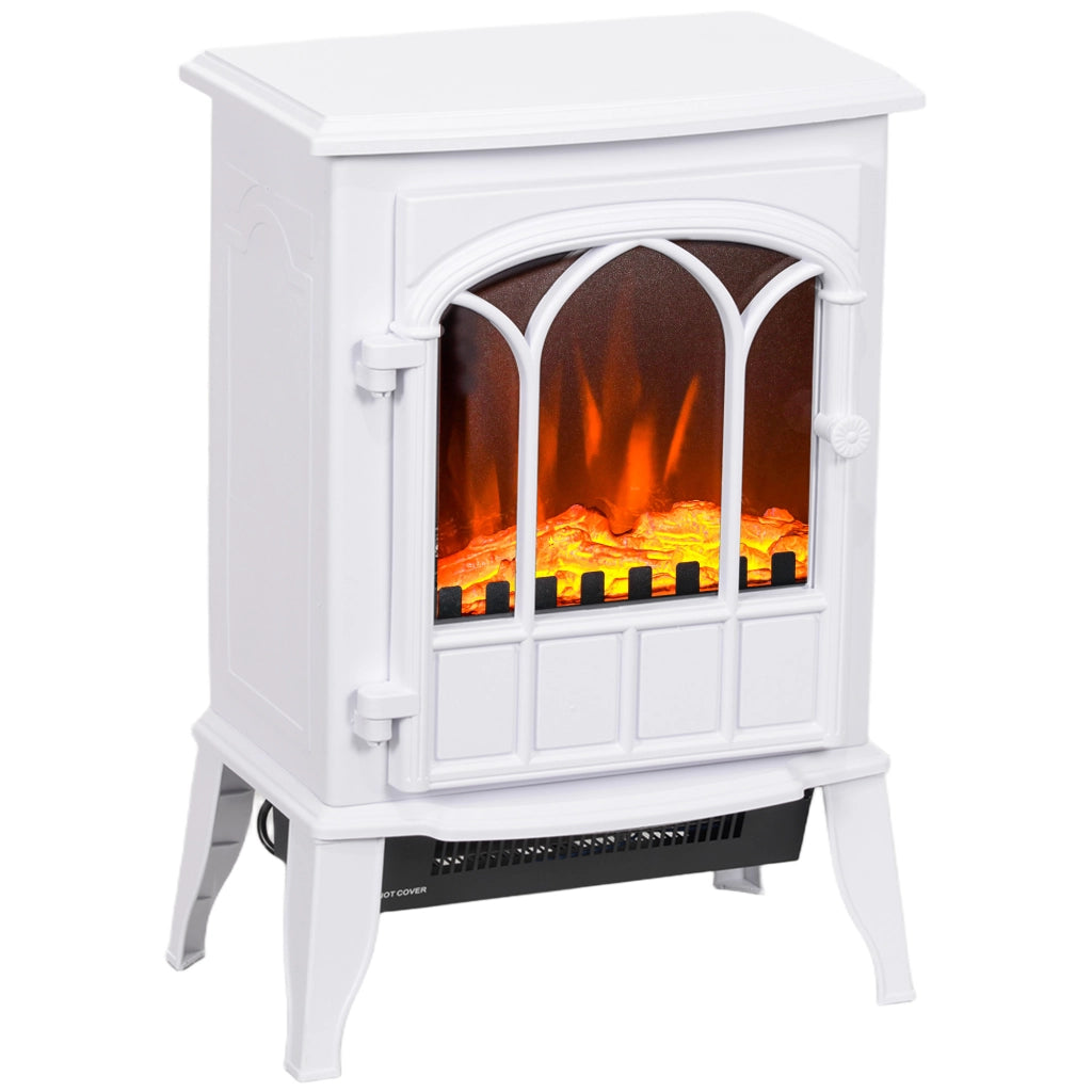 Camino da Terra Elettrico Potenza 1000W / 2000W con Effetto Fiamma Regolabile, 39x23x56.5cm, Bianco