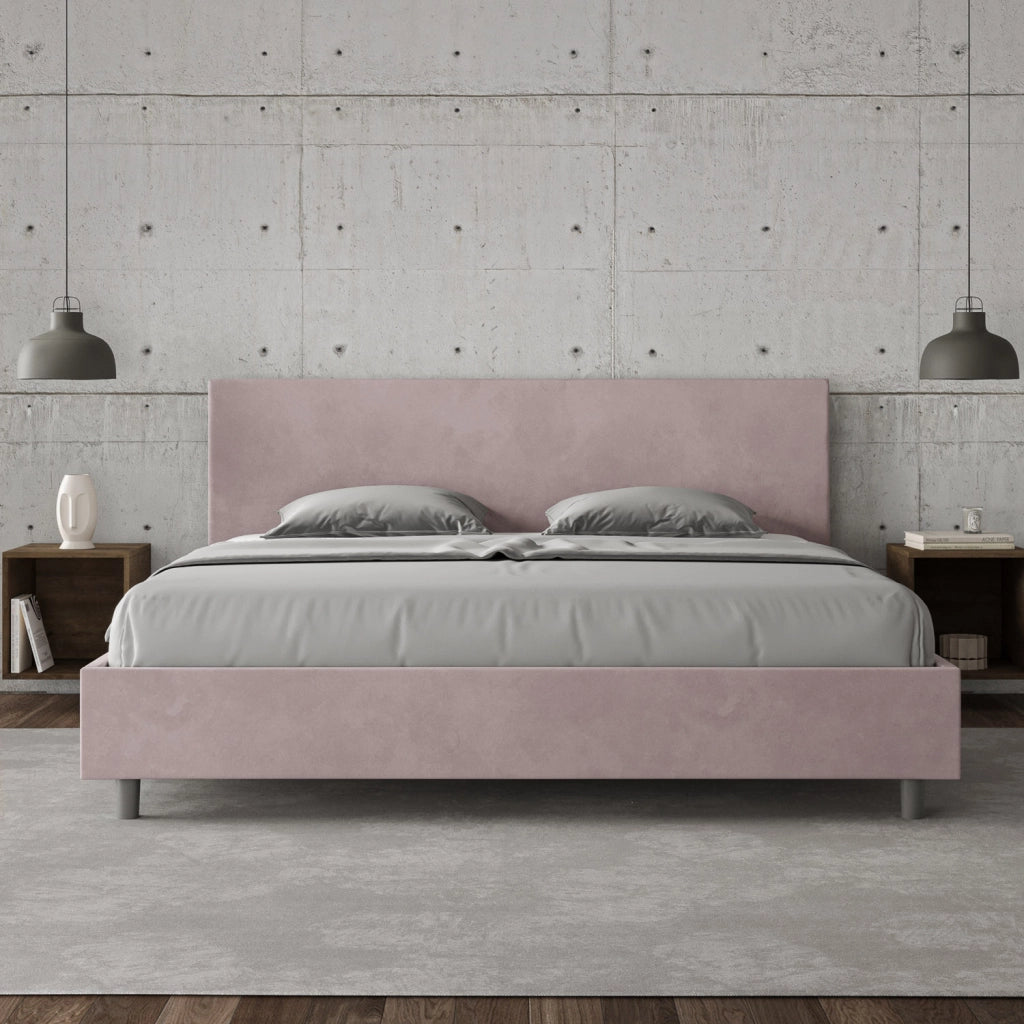 BS COM Letto con rete imbottito 180x200 microfibra glicine