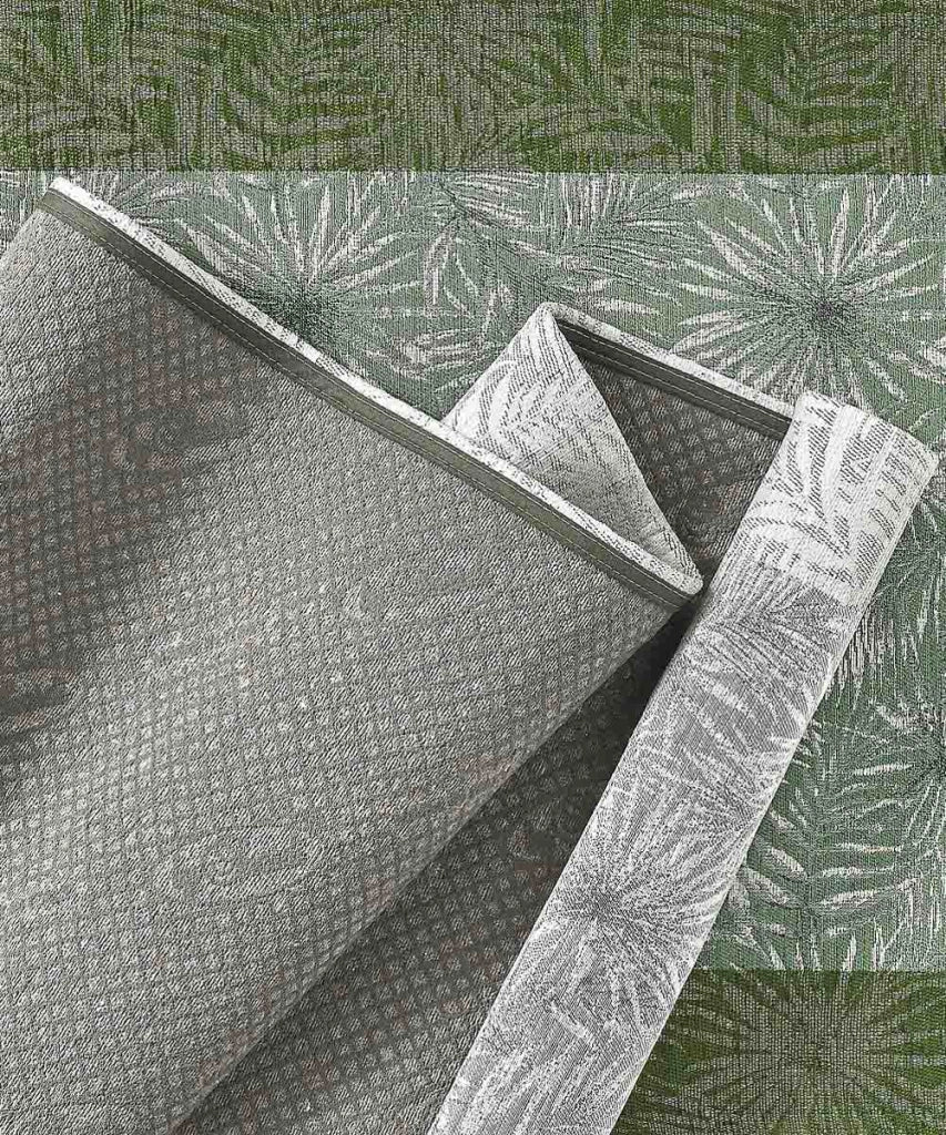Tappeto passatoia moderno MALESIA VIOLA disegno giungla tropicale natura foglie felci, arredo cucina corridoio multiuso lavabile antiscivolo cm.55x280