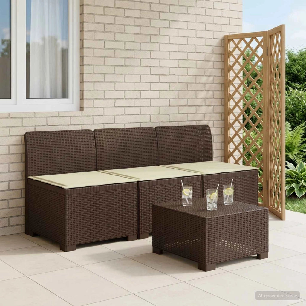 Divano da giardino 3 posti con cuscini in look rattan 3 posto 8011964