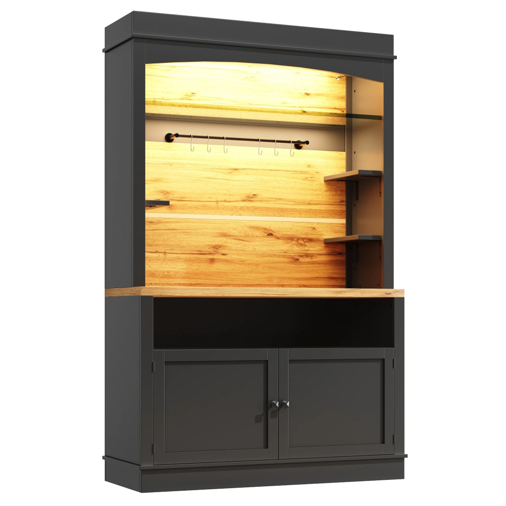 Vetrina con Ripiani e LED ¨C MINIMAL ¨C Nero, 107x43x184 cm