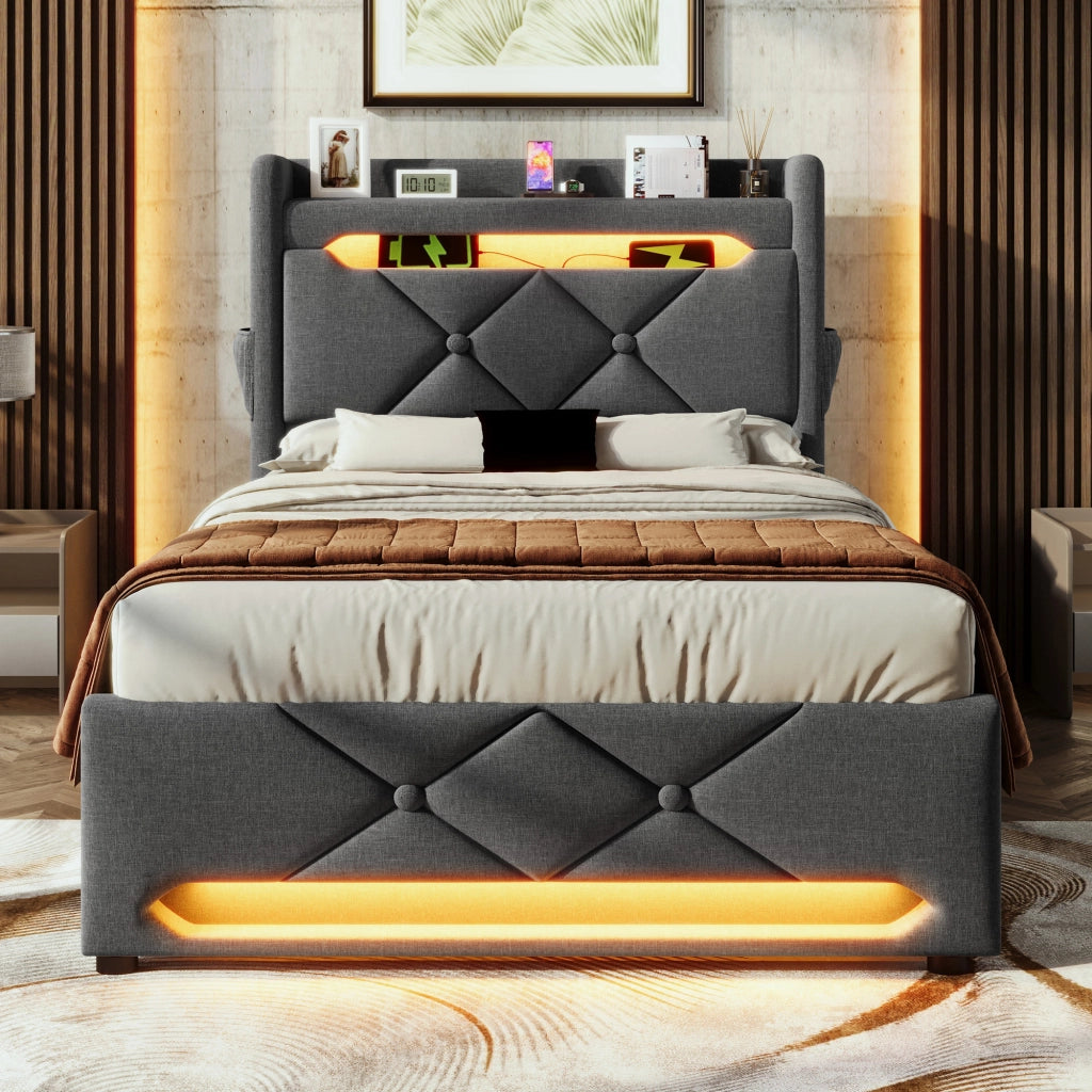 Letto singolo contenitore 90x200 con materasso
