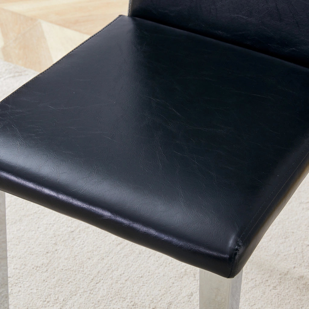 SEDIA da pranzo Set da 2 pezzi 90 cm nero e argento in PU e metallo