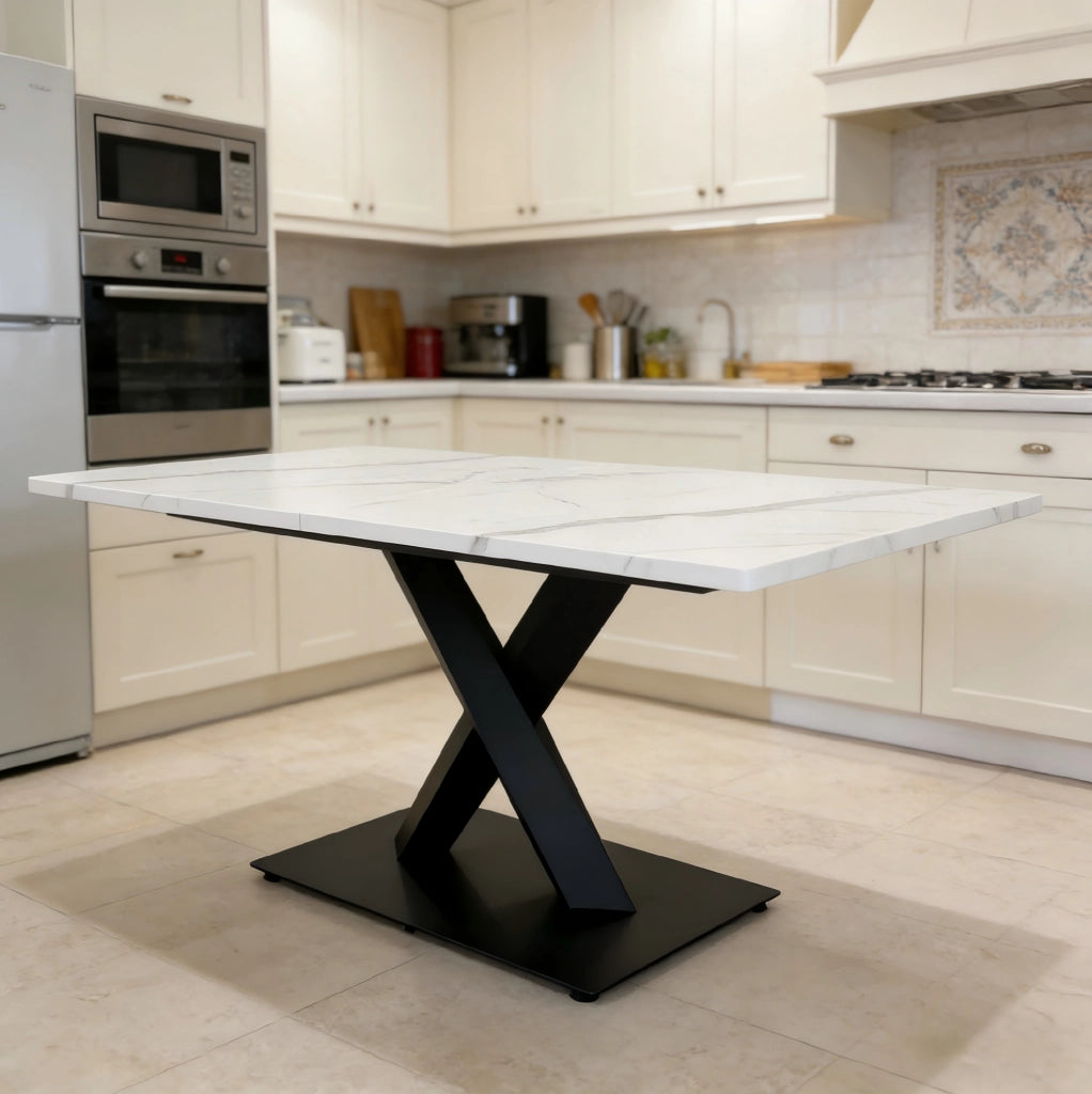 Tavolo da pranzo rettangolare 160x80 cm bianco e nero