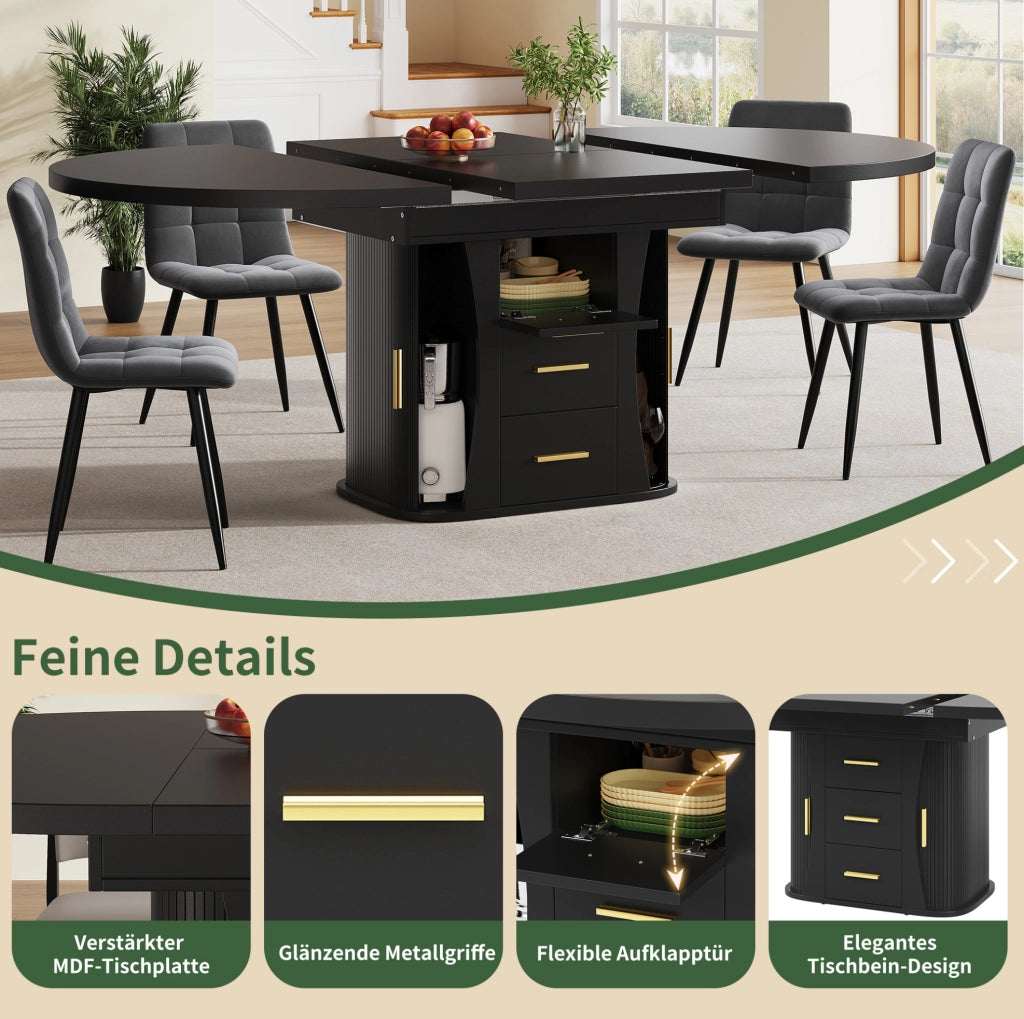 TAVOLO allungabile 118-158 cm MDF nero