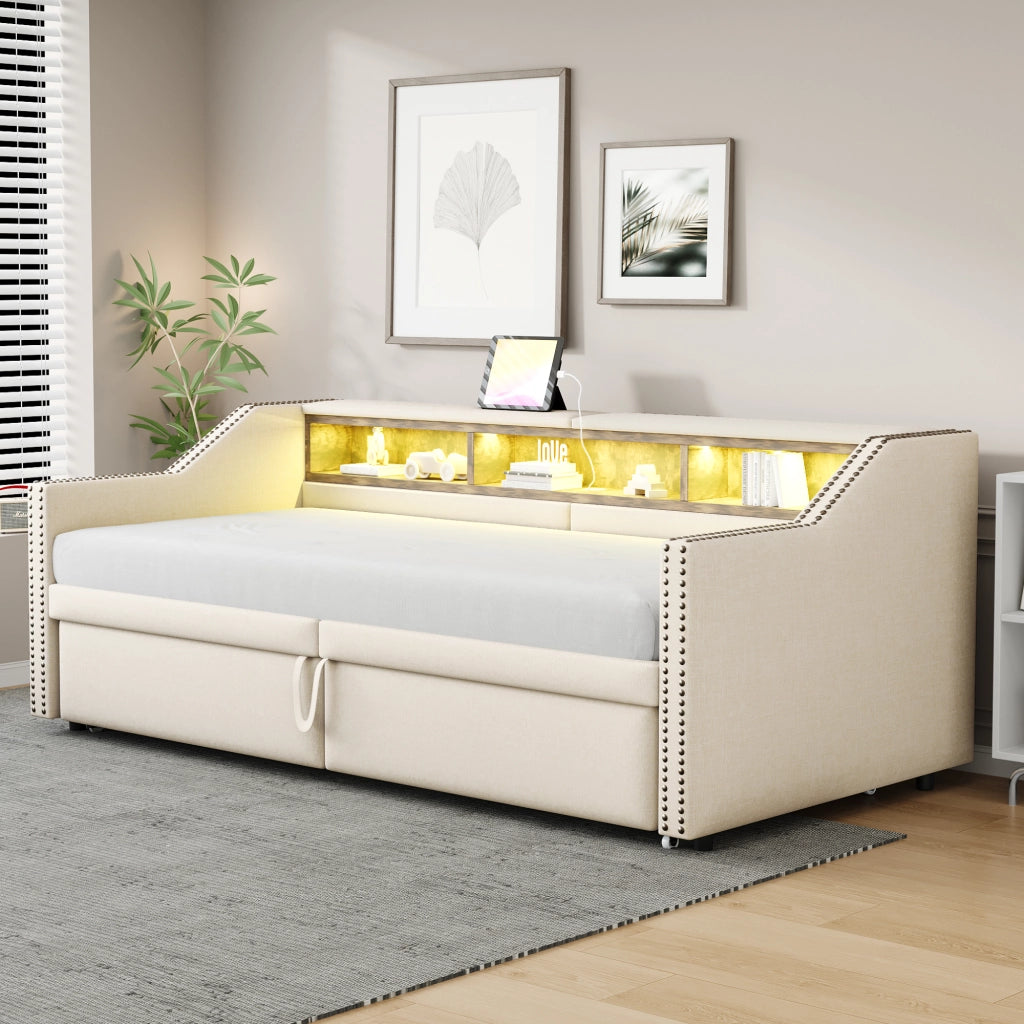 letto imbottito iuta beige 90 x 200 cm