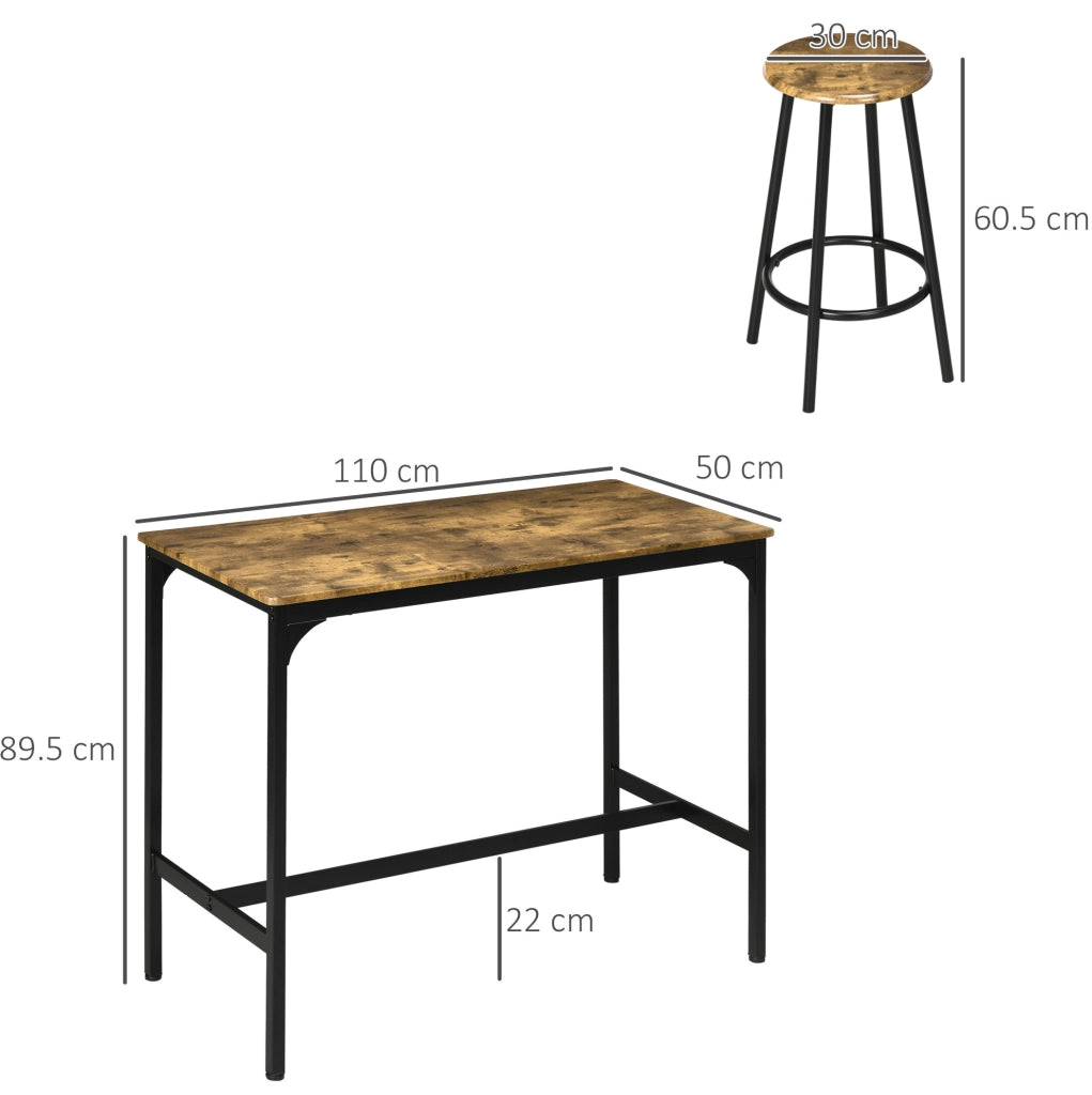 Set tavolo alto con 4 sgabelli in MDF e metallo