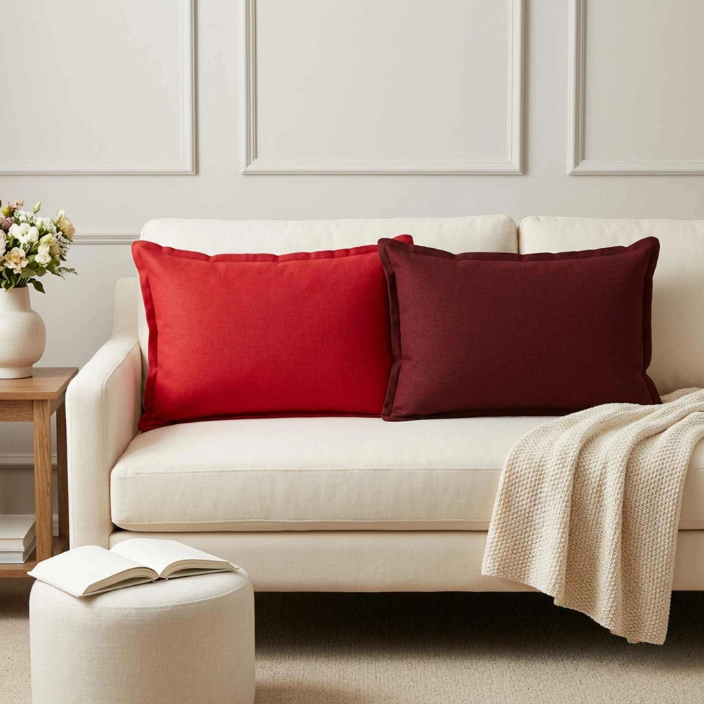 Federa 2 pcs HOUTEN Rosso 50 x 70 cm Lino 919435