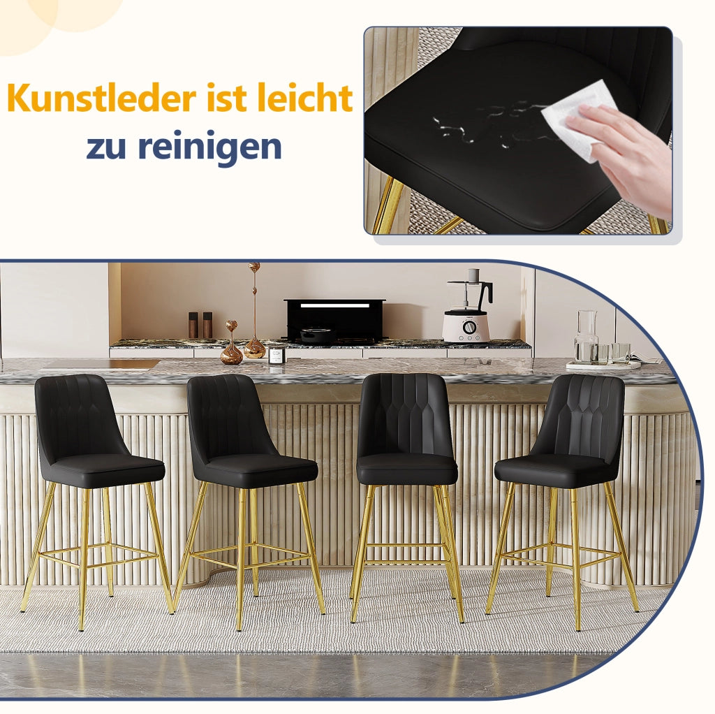 SGABELLI BAR Set da 2 pezzi h 100 cm in PU nero e metallo oro